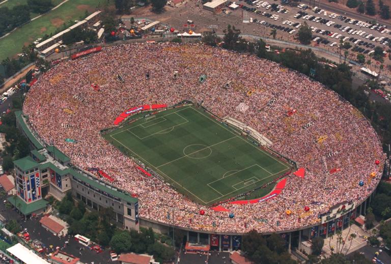 17 JUN 1994:  AN AERIAL VIEW OF THE ROSE BOWL IN PASADENA, CALIFORNIA DURING THE 1994 WORLD CUP FINAL IN PASADENA, CALIFORNIA. Mandatory Credit: Mike Powell/ALLSPORT